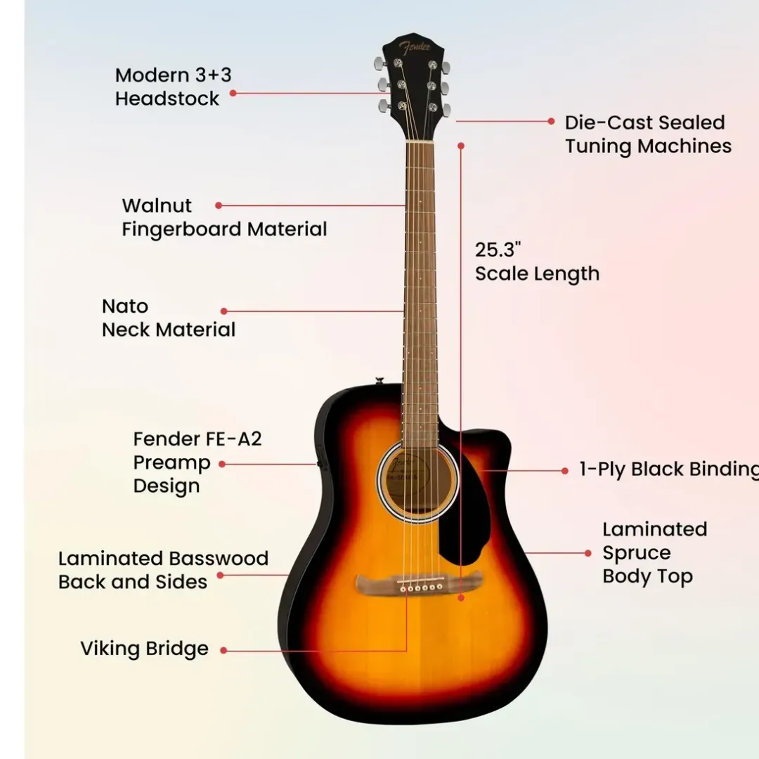 Guitarra Electroacústica Fender FA-125CE con Estuche